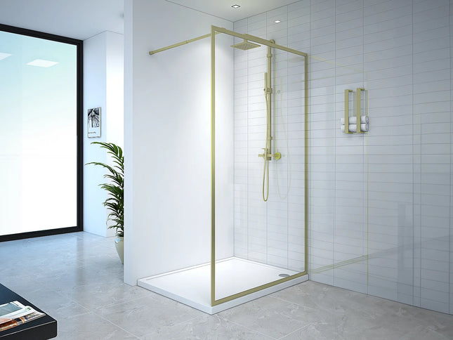 Paroi de douche à l'italienne finition dorée - 120 cm - AMBERI