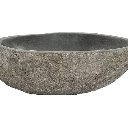 Lavabo ovale en pierre naturelle avec vasque ovale - Gris - 38 cm - DS CONCEPT