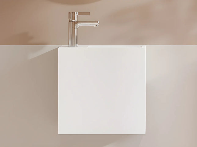 Meuble lave-main suspendu mat avec vasque intégrée - blanc - 40 cm - PUMORI