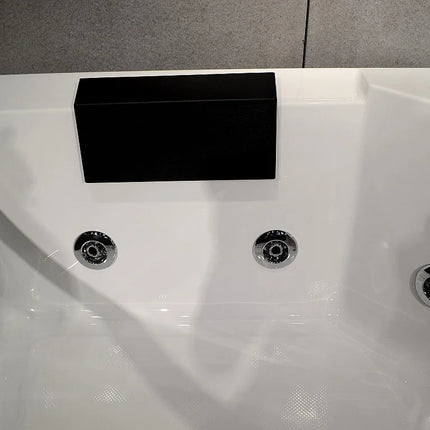 Baignoire balnéo d'angle avec paroi vitrée - Blanc brillant - 138 cm - EVELINA