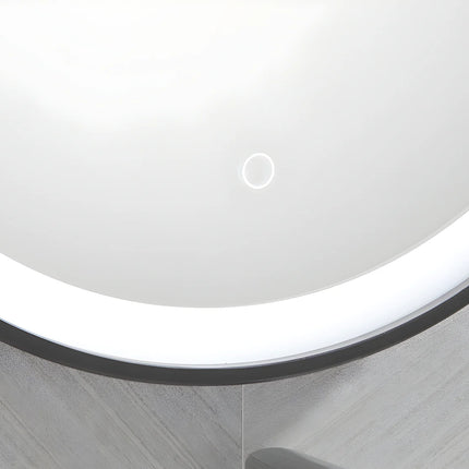 Miroir lumineux rond LED avec système anti-buée - Noir - 60 cm - NUMEA
