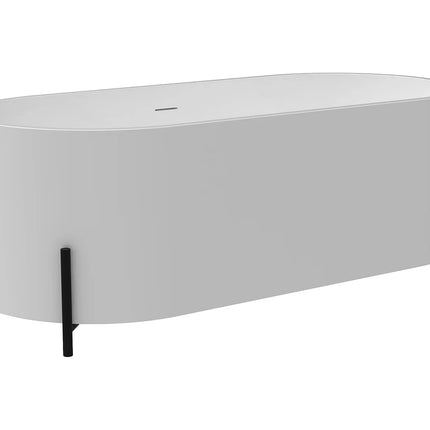 Baignoire ovale à poser finition brillante avec pieds aluminium - Blanc ou Noir - 160 cm - ALONSA