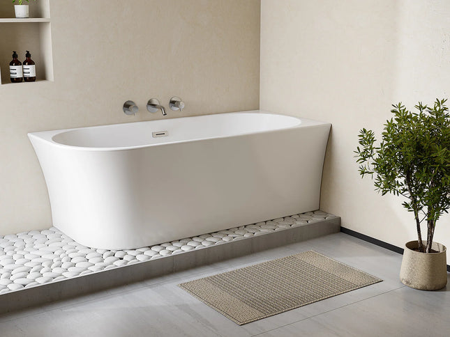 Baignoire d'angle asymétrique brillante à poser - Blanche - 150 cm - PONTICOLA