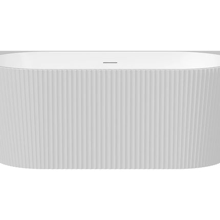Baignoire semi îlot asymétrique texturée - Blanc - 80 cm - ZELINA