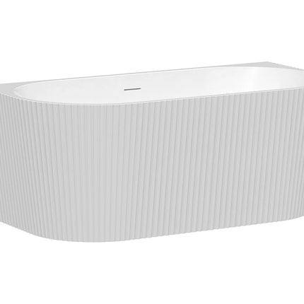 Baignoire semi îlot asymétrique texturée - Blanc - 80 cm - ZELINA