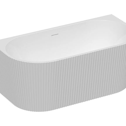 Baignoire semi îlot asymétrique texturée - Blanc - 80 cm - ZELINA