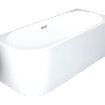 Baignoire d'angle asymétrique brillante avec bonde clic-clac - Blanche - 170 cm - PONTICOLA