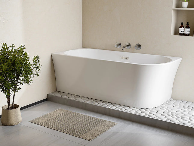 Baignoire d'angle asymétrique brillante à poser - Blanche - 170 cm - PONTICOLA