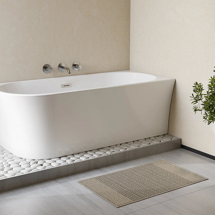 Baignoire d'angle asymétrique brillante avec bonde clic-clac - Blanche - 170 cm - PONTICOLA