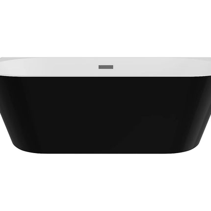 Baignoire semi îlot design asymétrique finition brillante - Noir brillant - 180 cm - Les Éphémères