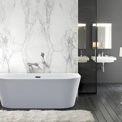 Baignoire semi îlot asymétrique finition brillante - Blanche - 75 cm - DIVINA