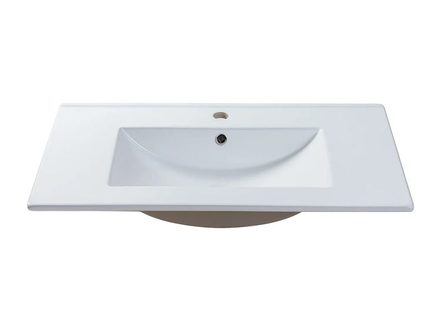 Vasque à encastrer rectangulaire finition brillante avec céramique haut de gamme - Blanc - 81 cm - MOTIAC