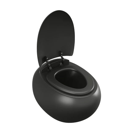 WC suspendu design contemporain avec bride - Noir mat - 40 cm - HURO II