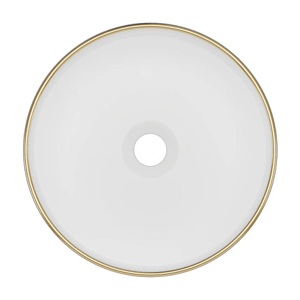 Vasque à poser ronde design épuré avec vasque en céramique - Blanc - 36 cm - LENISO II