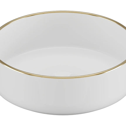 Vasque à poser ronde design épuré avec vasque en céramique - Blanc - 36 cm - LENISO II