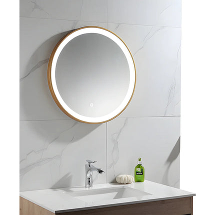 Miroir lumineux rond avec LED finition dorée - Noir - 60 cm - Les éphémères