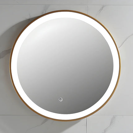 Miroir lumineux rond avec LED finition dorée - Noir - 60 cm - Les éphémères