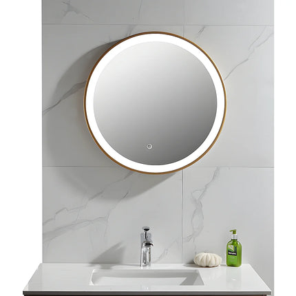 Miroir lumineux rond avec LED finition dorée - Noir - 60 cm - Les éphémères