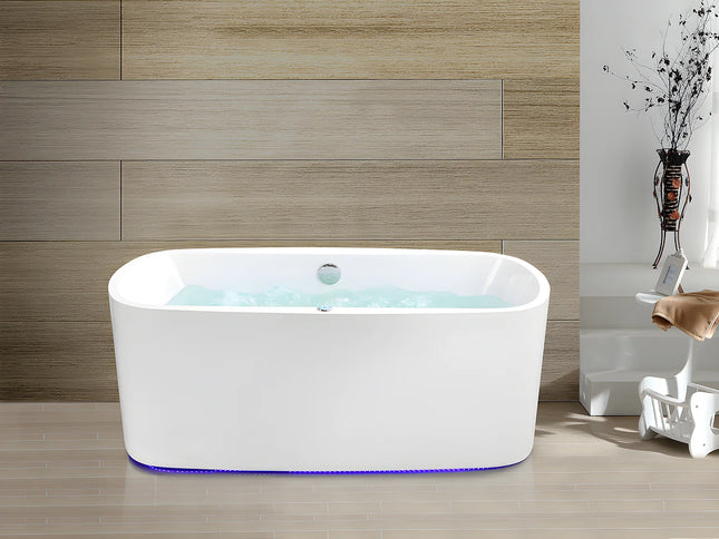Baignoire balnéo avec LED intégrées - Blanc - 150 cm - SIRGAO