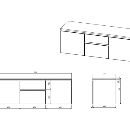 Meuble de salle de bain fonctionnel avec double vasque - Naturel clair - 150 cm - Good for Planet