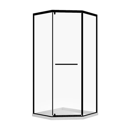 Paroi de douche d’angle pentagonale mat avec receveur - Noir - 90 cm - CRISTELIO