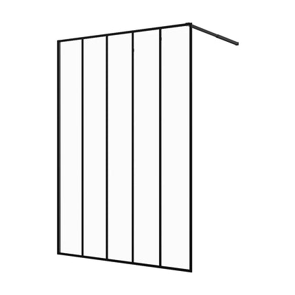 Paroi de douche à l'italienne style industriel sérigraphié - Noir mat - 140 cm - ATALIA II
