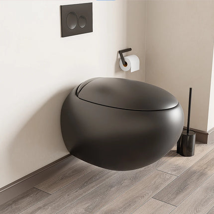 WC suspendu design contemporain avec bride - Noir mat - 40 cm - HURO II