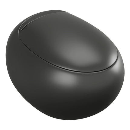 Pack WC suspendu design arrondi noir mat avec bâti-support décoratif verre trempé brillant - 40 cm - HURO II
