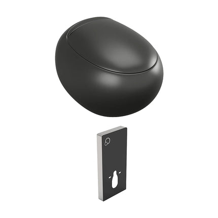 Pack WC suspendu design arrondi noir mat avec bâti-support décoratif verre trempé brillant - 40 cm - HURO II