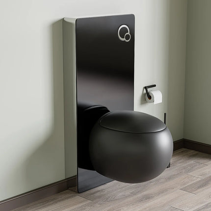 Pack WC suspendu design arrondi avec bâti-support décoratif - blanc - 40 cm - HURO II