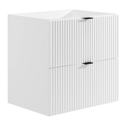 Meuble de salle de bain rainuré mat avec vasque à encastrer - Blanc - 60 cm - Good for Planet