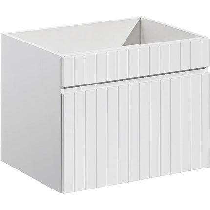 Meuble de salle de bain suspendu strié avec vasque à encastrer - Blanc - 60 cm - SATARA