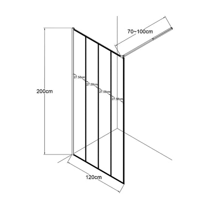Paroi de douche à l'italienne finition sérigraphiée mate effet industriel - Noir - 120 cm - ATALIA II