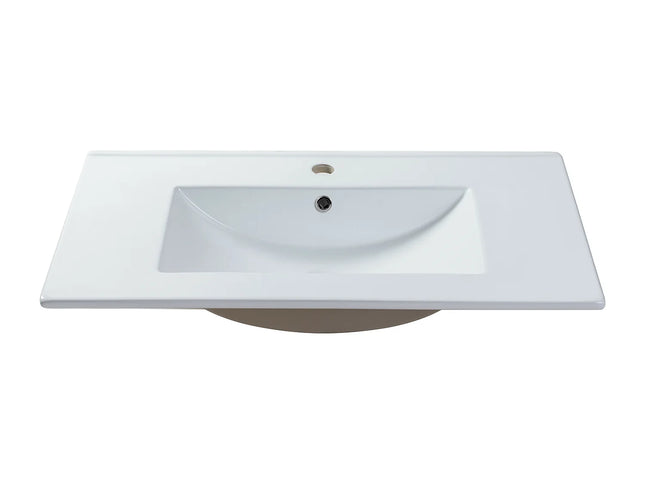 Vasque à encastrer en céramique brillante avec vasque encastrable - Blanc - 101 cm - MOTIAC