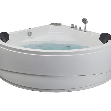 Baignoire balnéo d'angle gauche avec système de cascade - Blanc - 150 cm - AGLENA