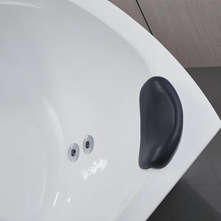 Baignoire balnéo d'angle gauche avec système de cascade - Blanc - 150 cm - AGLENA