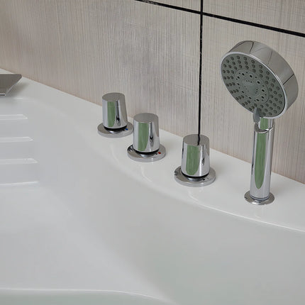 Baignoire balnéo d'angle gauche avec système de cascade - Blanc - 150 cm - AGLENA