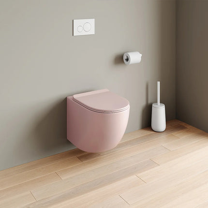 WC suspendu sans bride mat - Rose - 36 cm - Les Essentiels