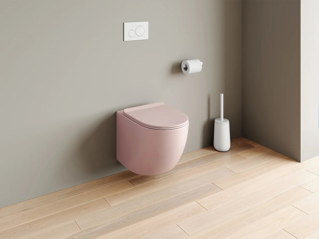 WC suspendu sans bride mat - Rose - 36 cm - Les Essentiels