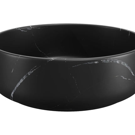 Vasque à poser effet marbre noir avec vasque ronde - Noir - 36 cm - VIAMARBA