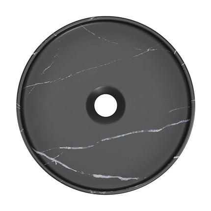 Vasque à poser effet marbre noir avec vasque ronde - Noir - 36 cm - VIAMARBA
