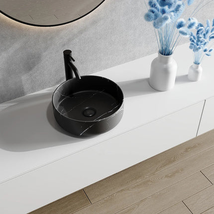 Vasque à poser ronde effet marbre - noire - 36 cm - VIAMARBA