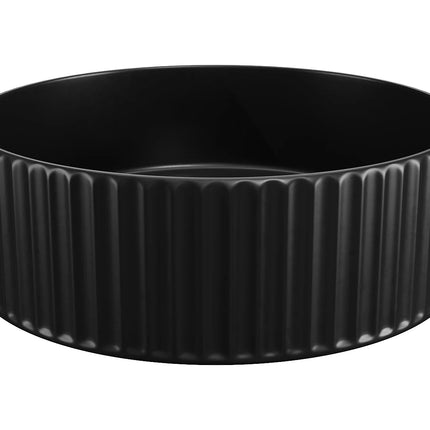 Vasque à poser ronde striée avec vasque - Noir mat - 36 cm - DS CONCEPT