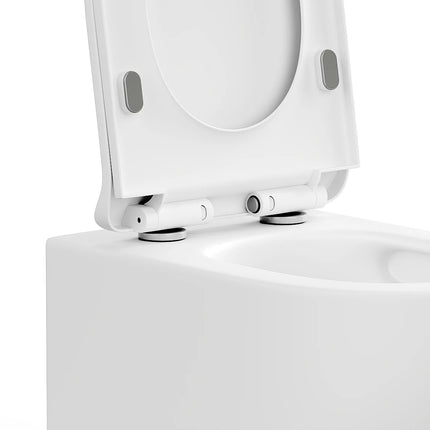 WC suspendu sans bride avec bâti-support et plaque de déclenchement - Blanc mat - 36 cm - Les Essentiels