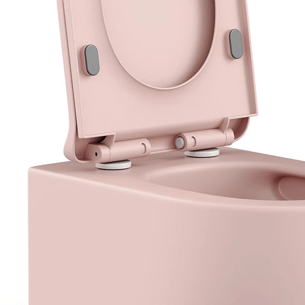 WC suspendu sans bride finition mate avec bâti-support et plaque de déclenchement - Rose - 36 cm - Les Essentiels