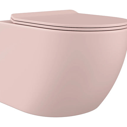 WC suspendu sans bride mat - Rose - 36 cm - Les Essentiels