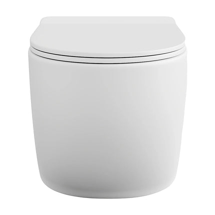 WC suspendu sans bride avec bâti-support et plaque de déclenchement - Blanc mat - 36 cm - Les Essentiels