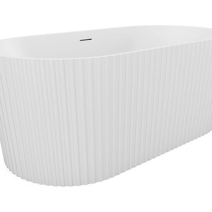 Baignoire ovale striée à poser - Blanc mat texturé - 170 cm - ALIENA