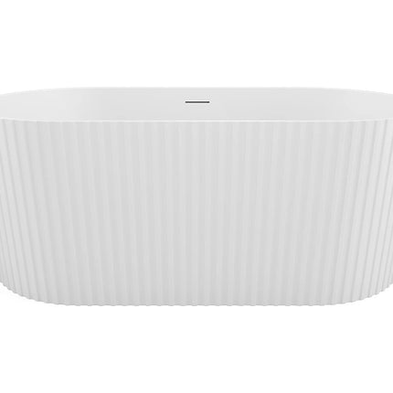 Baignoire ovale striée à poser - Blanc mat texturé - 170 cm - ALIENA