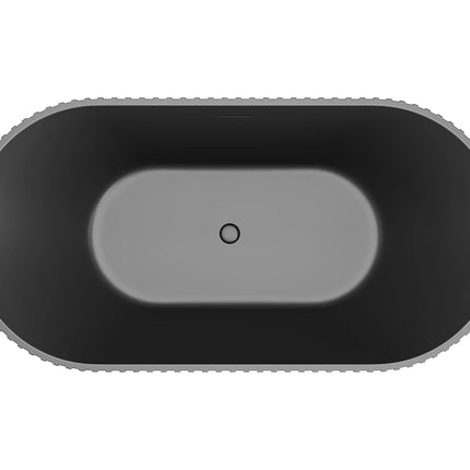 Baignoire îlot ovale striée finition mate avec bonde clic-clac - Noir mat - 170 cm - ALIENA